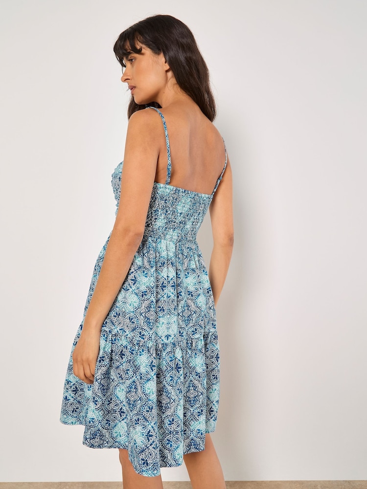 Apricot Green Batik Lace Tile Bodice Cami Dress - Image 4 of 4