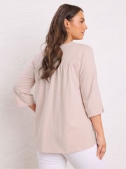 Evans Pleated Front 100% Cotton Henley Blouses - Image 3 of 5