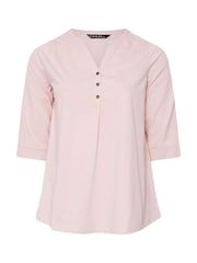 Evans Pleated Front 100% Cotton Henley Blouses - Image 5 of 5
