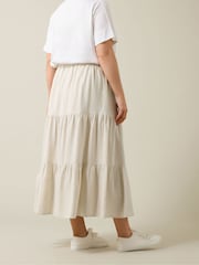 Evans Natural Linen Tiered Skirt - Image 2 of 5