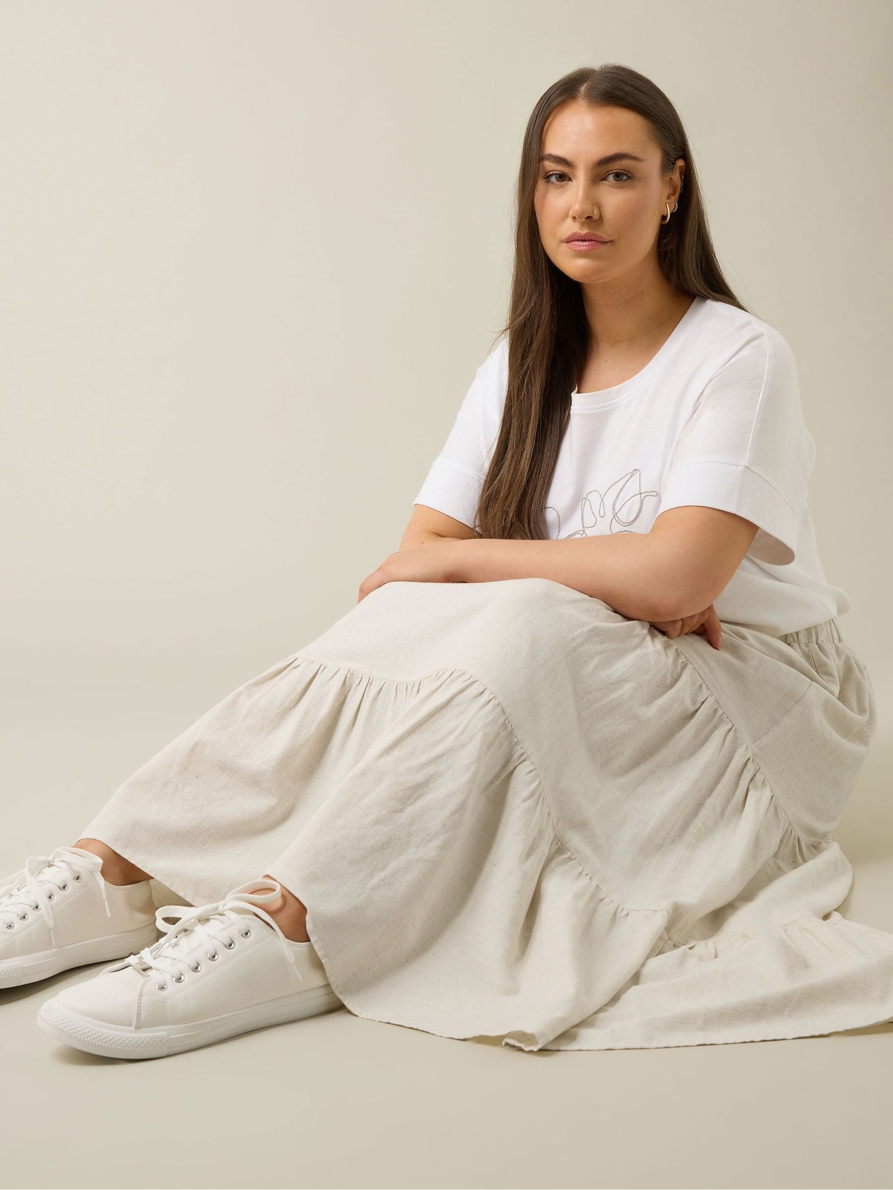 Buy Evans Natural Linen Tiered Skirt from Next USA