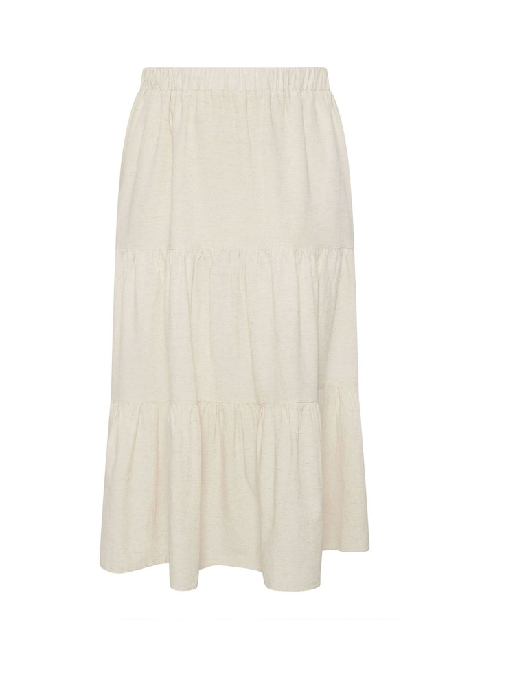 Evans Natural Linen Tiered Skirt - Image 5 of 5