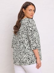 Evans Natural Pleated Front 100% Cotton Henley Blouses - Imagem 3 de 5