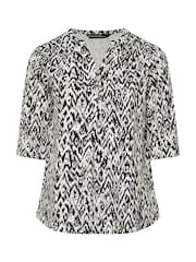 Evans Natural Pleated Front 100% Cotton Henley Blouses - Imagem 5 de 5