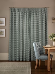 Collection Luxe Embroidered Leaves Pencil Pleat Lined Curtains - Bild 2 von 5