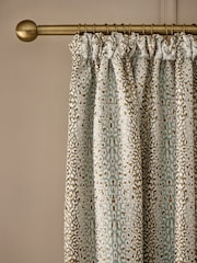 Duck Egg Blue/Gold Jacquard Pencil Pleat Lined Curtains - Image 5 of 7