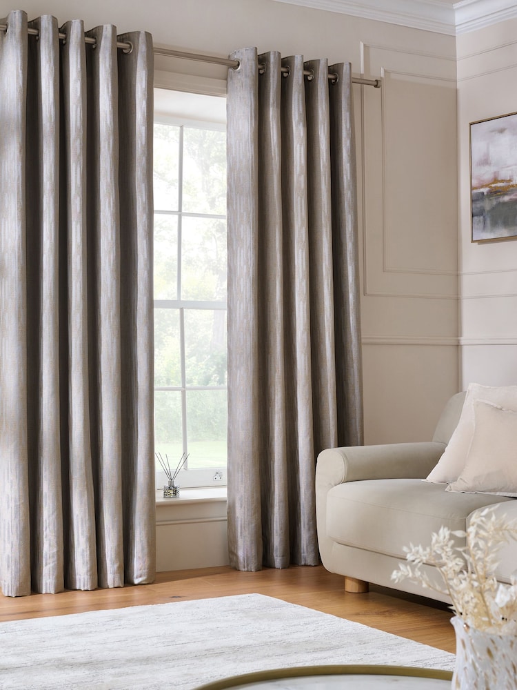 Silver Grey Marble Effect Jacquard Eyelet Lined Curtains - Image 1 of 5 Silver Grey Marble Effect Jacquard Eyelet Lined Curtains - Image 1 of 5