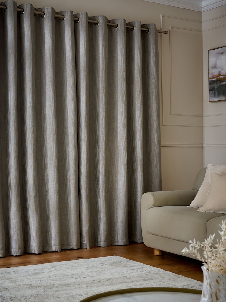 Silver Grey Marble Effect Jacquard Eyelet Lined Curtains - Image 2 of 5 Silver Grey Marble Effect Jacquard Eyelet Lined Curtains - Image 2 of 5
