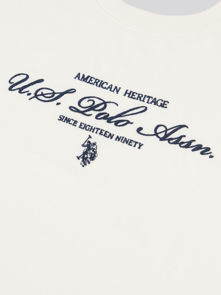 U.S. Polo Assn. Cream Womens Premium Graphic 100% Cotton Grown On Sleeve T-Shirt - Image 3 of 3
