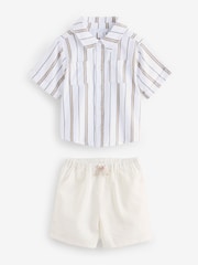 The White Company Cotton Stripe Shirt, Shorts & Hat Set - Image 1 of 1