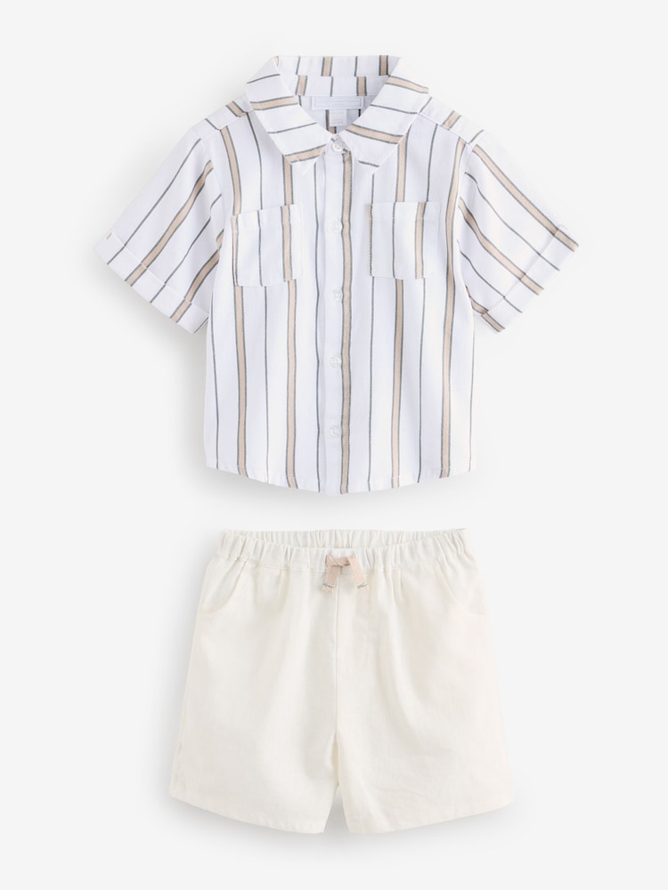 The White Company Cotton Stripe Shirt, Shorts & Hat Set - Image 1 of 1