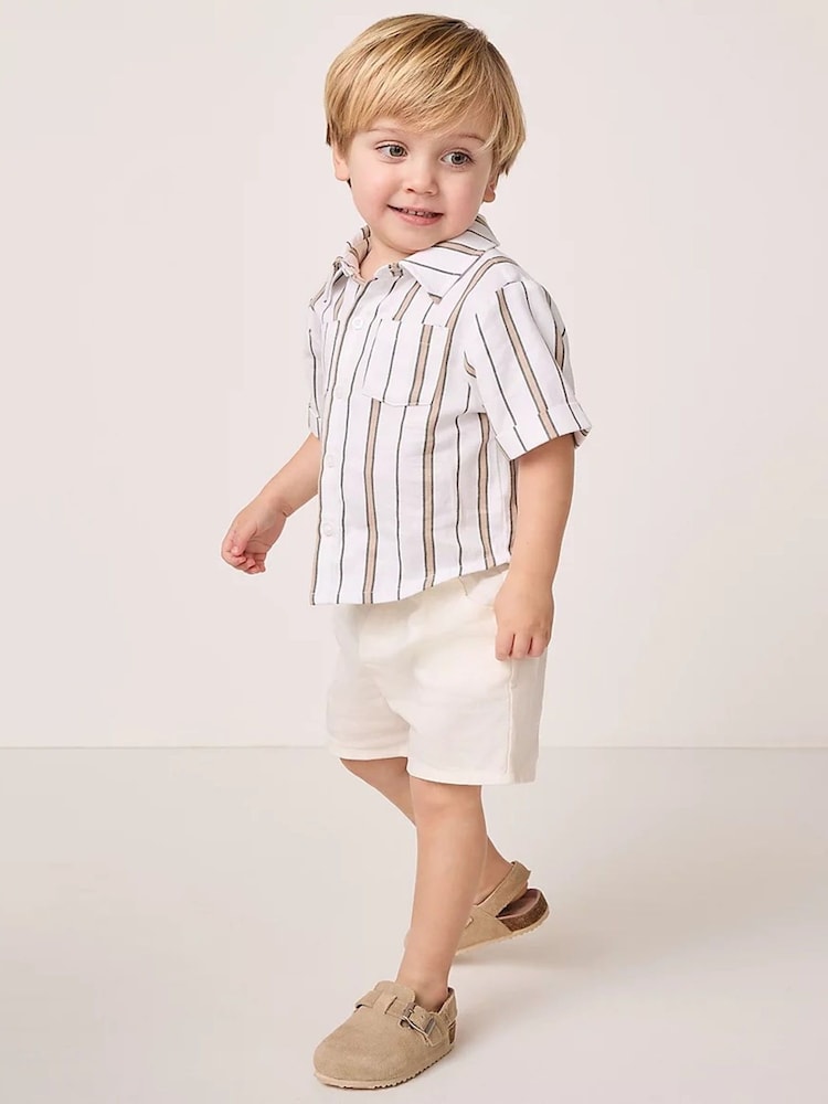 Komplet bombažne črtaste srajce, kratkih hlač in klobukov The White Company - Slika 2 iz 6