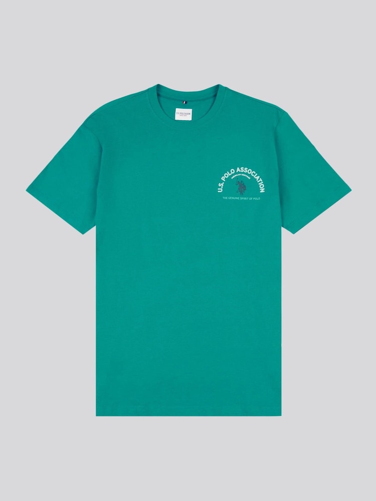 U.S. Polo Assn Green Boys Front Back Print Graphic 100% Cotton T-Shirt - Image 1 of 4