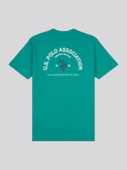 U.S. Polo Assn Green Boys Front Back Print Graphic 100% Cotton T-Shirt - Image 2 of 4