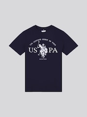 U.S. Polo Assn. Aqua Blue Boys Graphic Print 100% Cotton T-Shirt - Image 1 of 3
