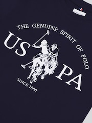 U.S. Polo Assn. Aqua Blue Boys Graphic Print 100% Cotton T-Shirt - Image 3 of 3
