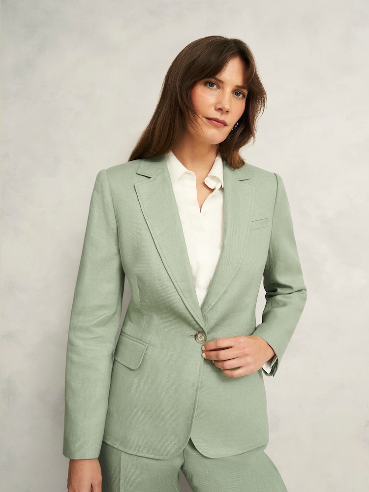 Hobbs Grey 100% Linen Petite Marietta Jacket - Image 1 of 4