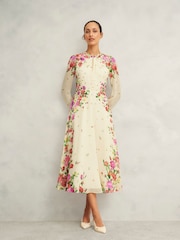 Hobbs Cream Eva Silk Dress - Image 1 of 4
