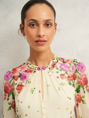 Hobbs Cream Eva Silk Dress - Image 3 of 4