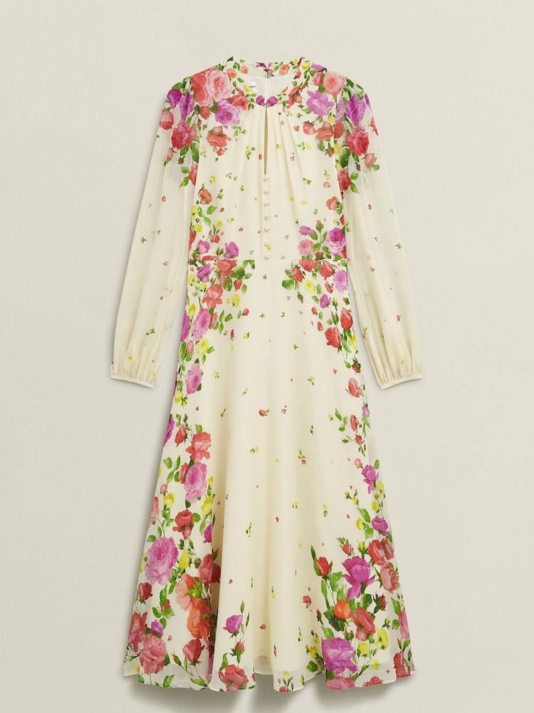 Hobbs Cream Eva Silk Dress - Image 4 of 4