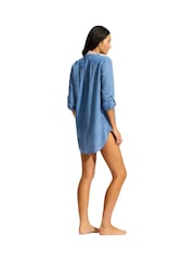 Seafolly Boyfriend Blue 100% Cotton Beach Coverups - Image 3 of 3
