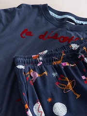 Navy Giraffe Short Sleeve Pyjamas - Image 3 of 3