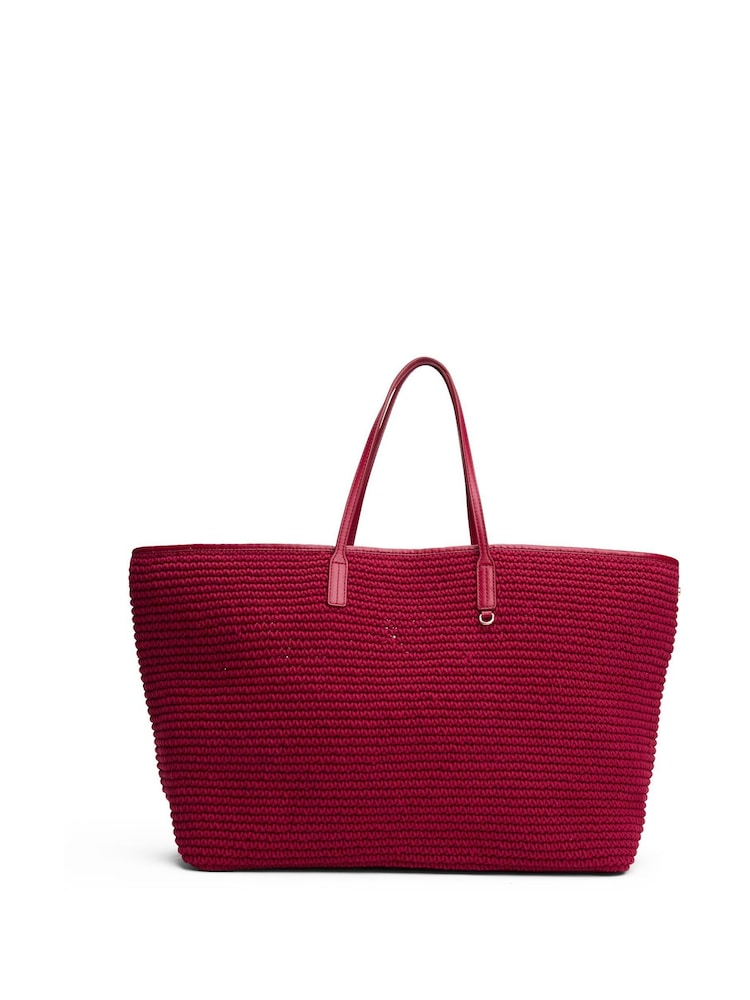 Tommy Hilfiger Red The Sofia Capsule Leather 100% Cotton Beach Bag - Image 1 of 4