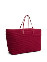 Tommy Hilfiger Red The Sofia Capsule Leather 100% Cotton Beach Bag - Image 2 of 4