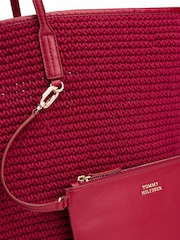 Tommy Hilfiger Red The Sofia Capsule Leather 100% Cotton Beach Bag - Image 3 of 4