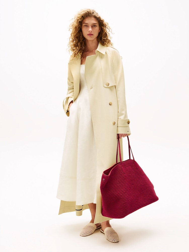 Tommy Hilfiger Red The Sofia Capsule Leather 100% Cotton Beach Bag - Image 4 of 4