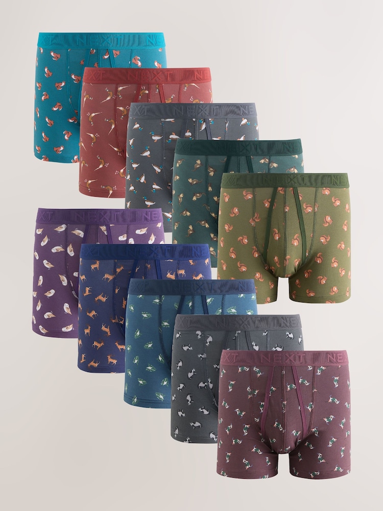Woodland Animal 10 pack A-Front Boxers - Image 1 of 14 Woodland Animal 10 pack A-Front Boxers - Image 1 of 14