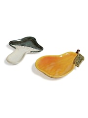 Oka Set of 2 Orange Forage Pear and Mushroom Dishes - Image 2 of 4