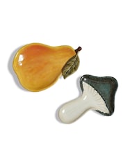 Oka Set of 2 Orange Forage Pear and Mushroom Dishes - Image 4 of 4