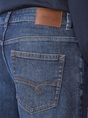 Blue Straight Fit Signature Brushed Cosy Check Denim Jeans - Image 4 of 7