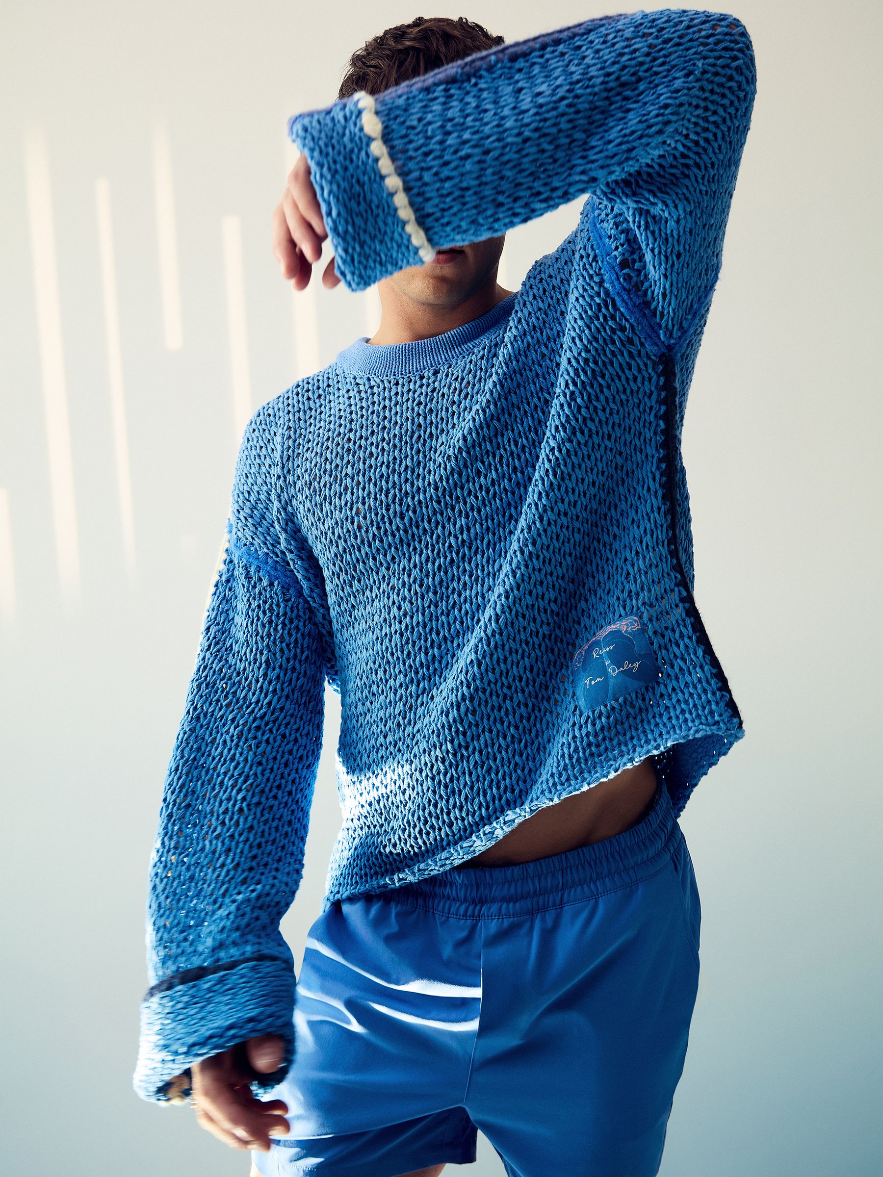 Reiss Soft Blue | Tom Daley Chunky Knit Jumper In Blue