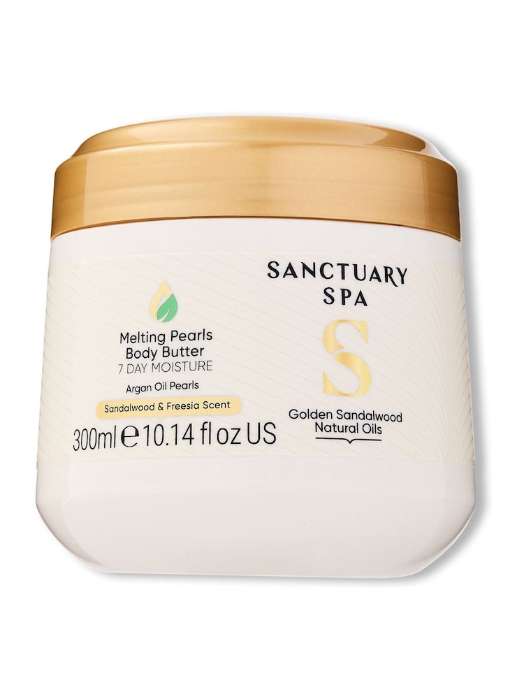 Sanctuary Spa Golden Sandalwood Natural Oils Melting Pearls Body Butter 300ml - Image 1 of 2 Sanctuary Spa Golden Sandalwood Natural Oils Melting Pearls Body Butter 300ml - Image 1 of 2