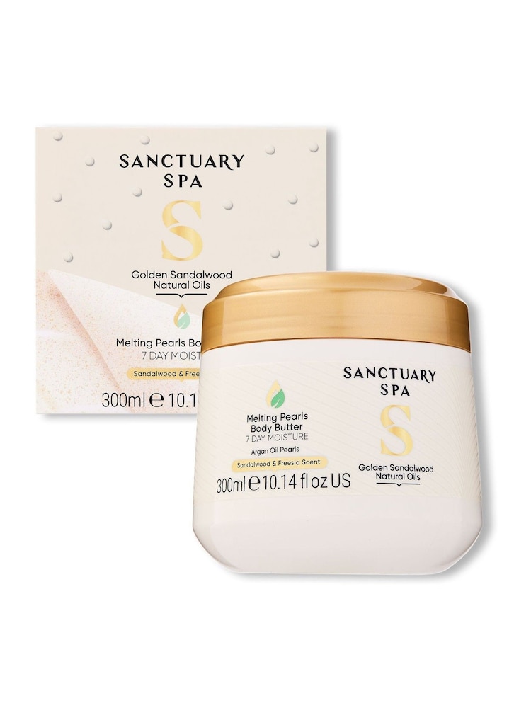 Sanctuary Spa Golden Sandalwood Natural Oils Melting Pearls Body Butter 300ml - Image 2 of 2 Sanctuary Spa Golden Sandalwood Natural Oils Melting Pearls Body Butter 300ml - Image 2 of 2
