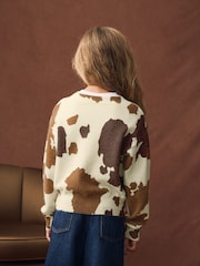 Brown Cow Print Cardigan (3-16yrs) - Image 3 of 8