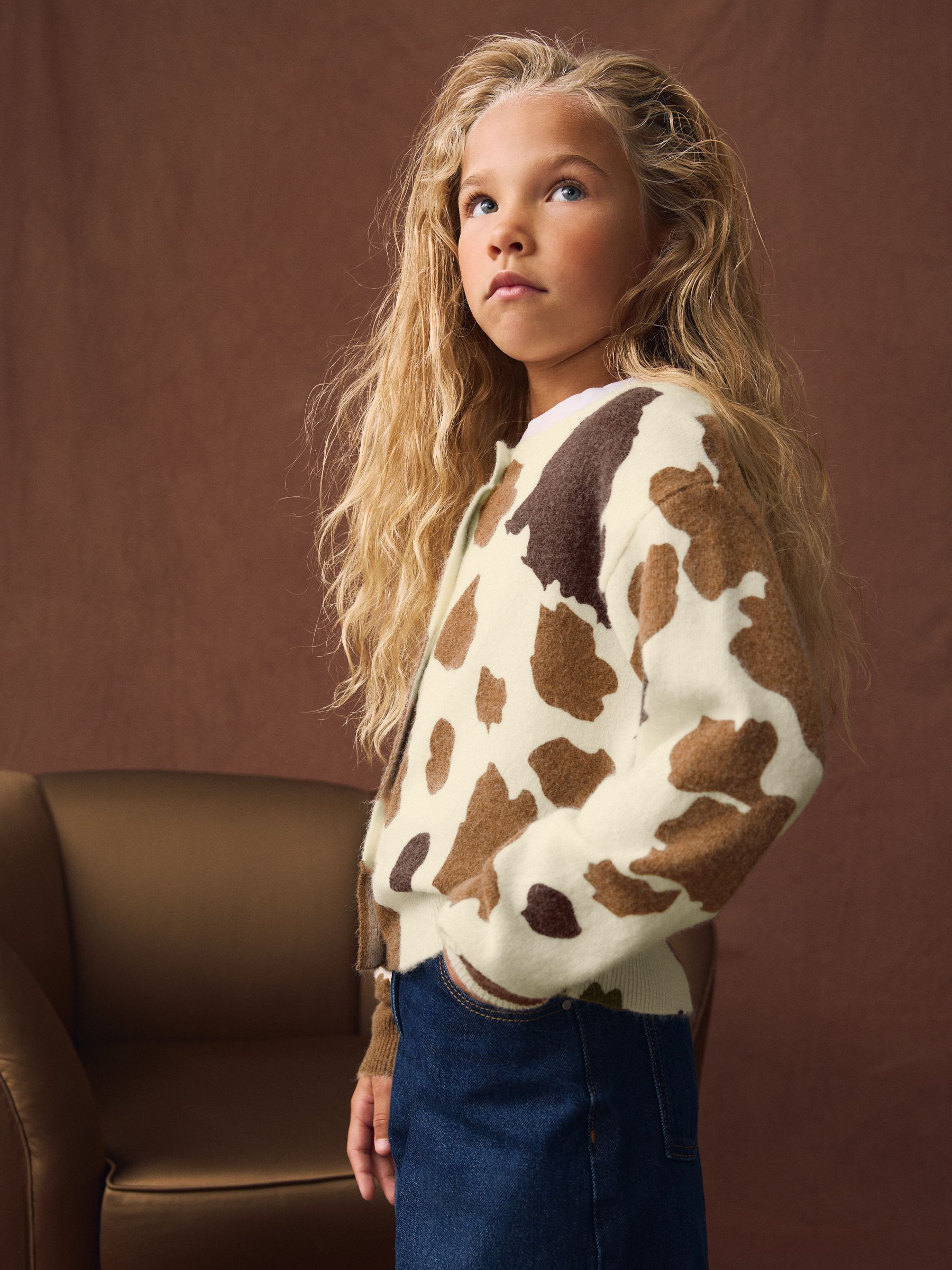Buy Brown Cow Print Cardigan (3-16yrs) from Next USA
