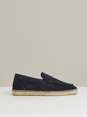 Reiss Navy Cannes Suede Penny-Strap Espadrilles - Image 1 of 6