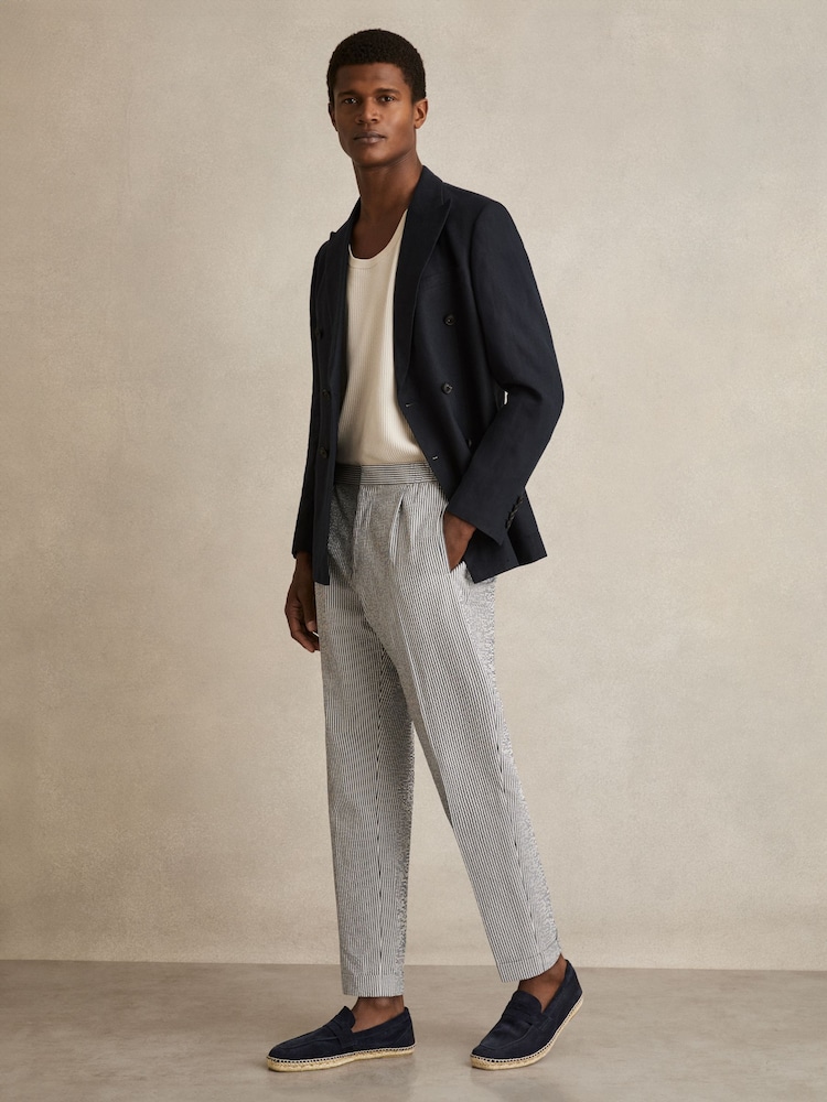 Reiss Navy Cannes Suede Penny-Strap Espadrilles - Image 2 of 6