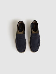 Reiss Navy Cannes Suede Penny-Strap Espadrilles - Image 3 of 6