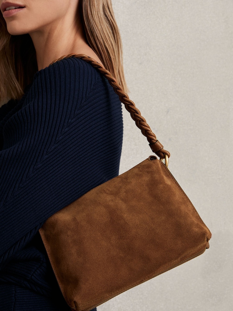 Reiss Paige Suede Plaited-Strap Cross-Body Bag - Imagen 6 de 6