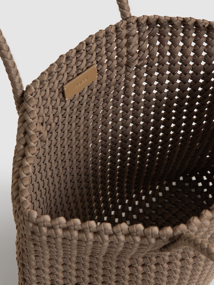 Reiss Taupe Nancy Woven Neoprene Tote Bag - Image 2 of 4