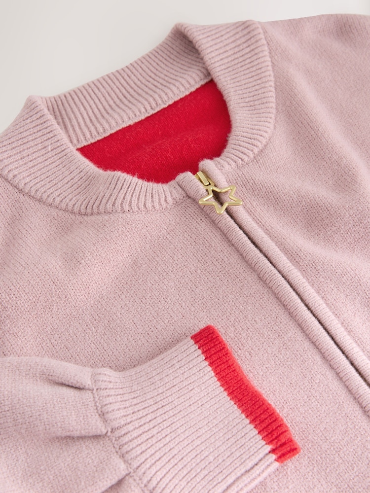 Rockett St George Pink 'What am I doing out of bed' Knitted Bomber Jacket - Image 11 of 11 Rockett St George Pink 'What am I doing out of bed' Knitted Bomber Jacket - Image 11 of 11