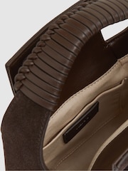 Reiss Chocolate Octavia Suede Shoulder Bag - Image 3 of 5