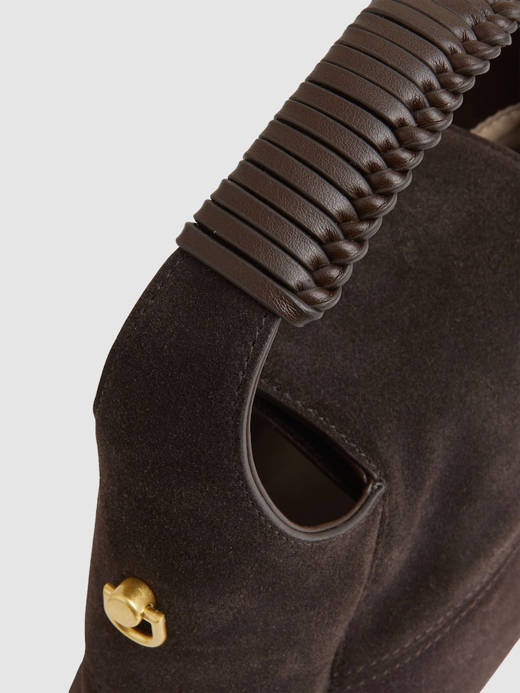 Reiss Chocolate Octavia Suede Shoulder Bag - Image 5 of 5