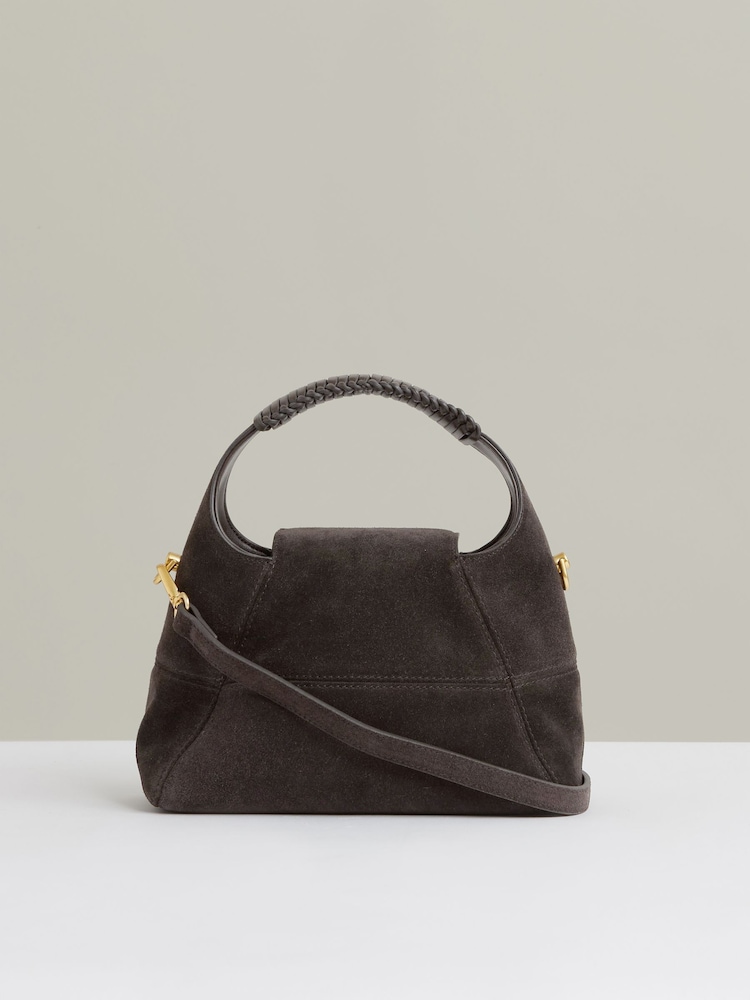 Reiss Chocolate Octavia Suede Crossbody Bag - Image 2 of 5