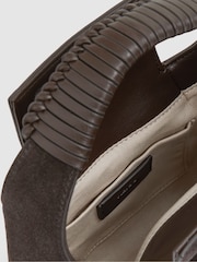 Reiss Chocolate Octavia Suede Crossbody Bag - Image 3 of 5