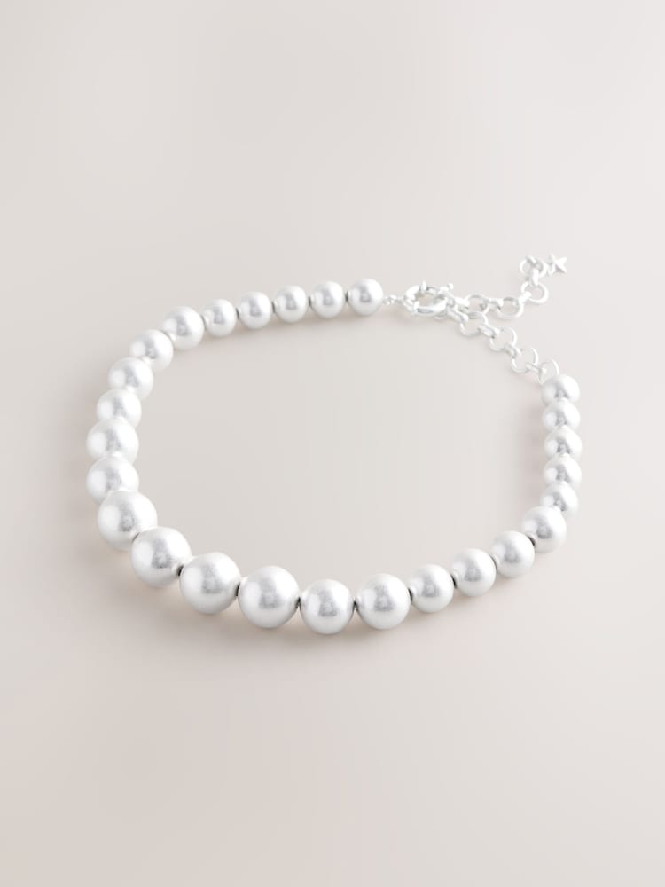 Rockett St George Silver Tone Statement Beaded Necklace - Image 1 of 3 Rockett St George Silver Tone Statement Beaded Necklace - Image 1 of 3